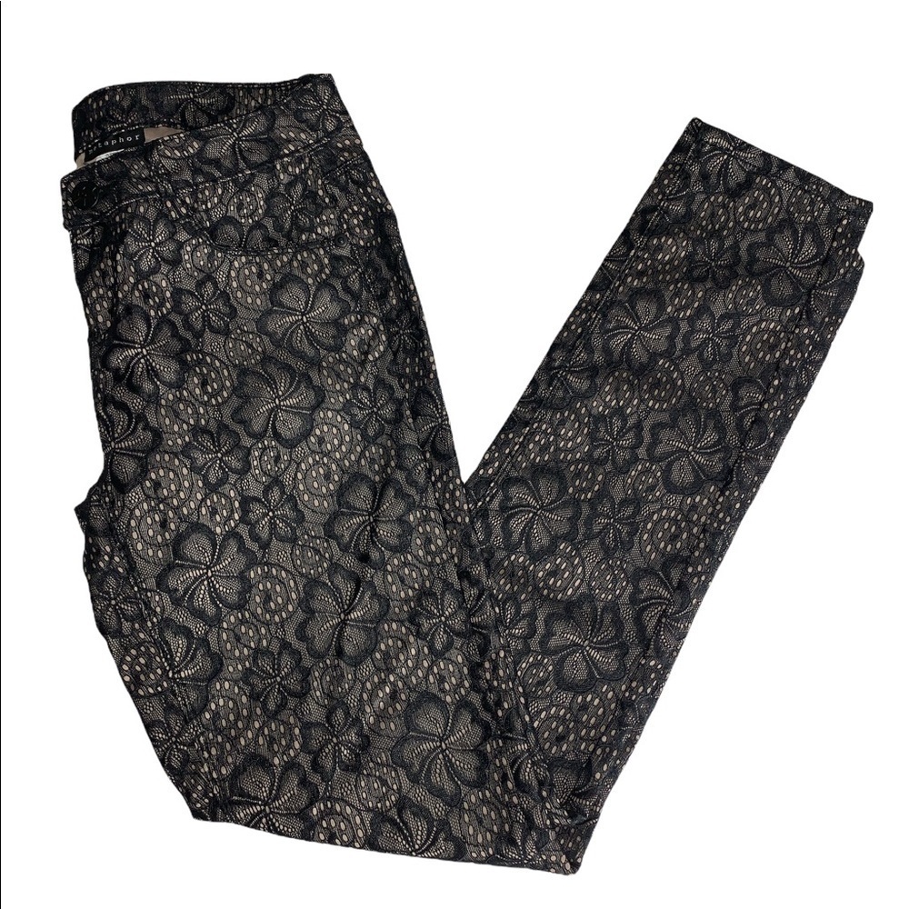 Metaphor Black Floral Lace Pants Size 4